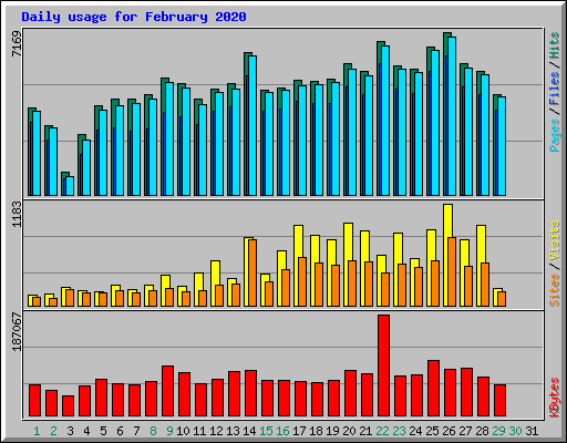 Daily usage for February 2020