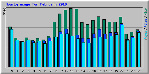 Hourly usage for February 2018